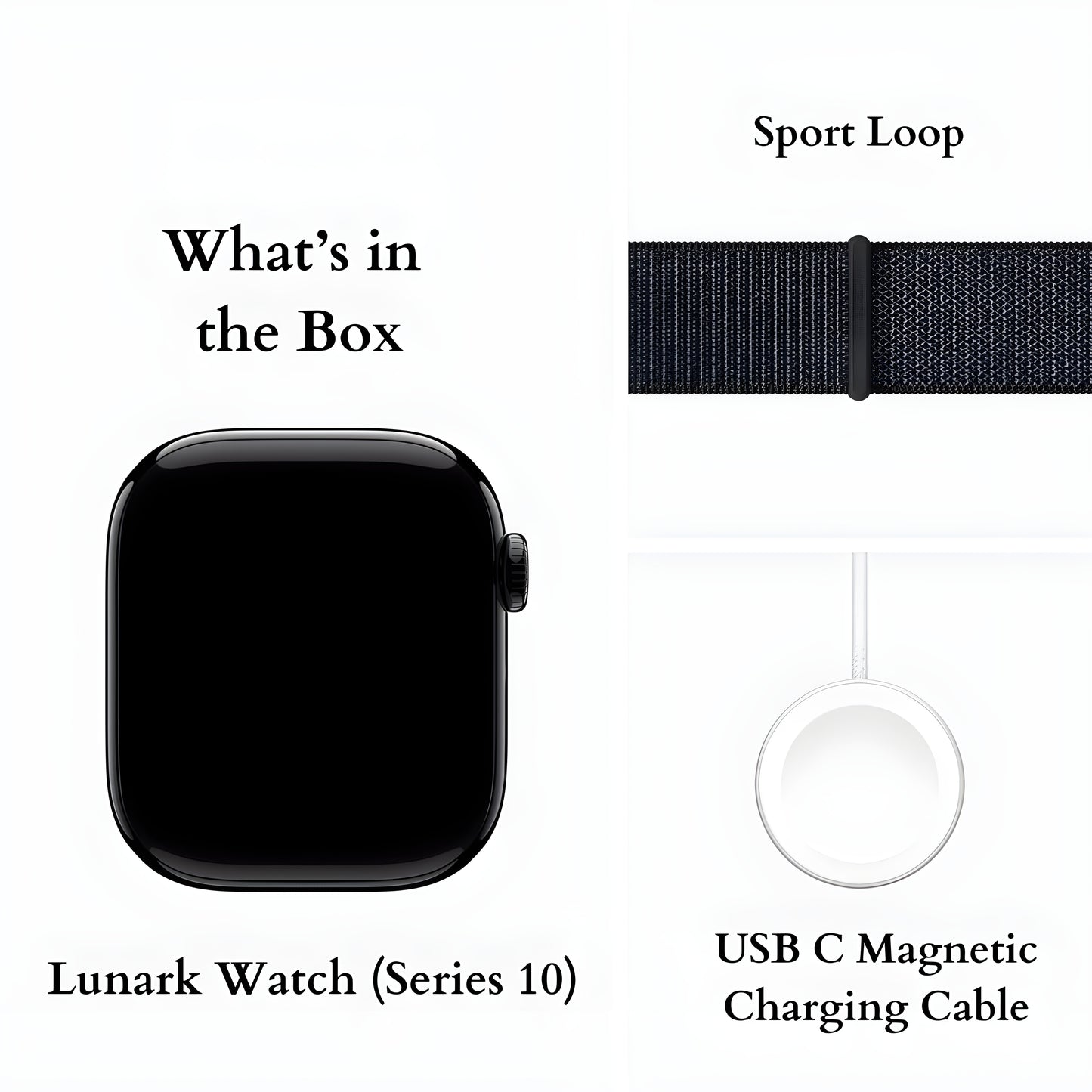 Lunark Watch Series 10 (46mm) Jet Black Aluminium with Ink Sport Loop (Free Size)