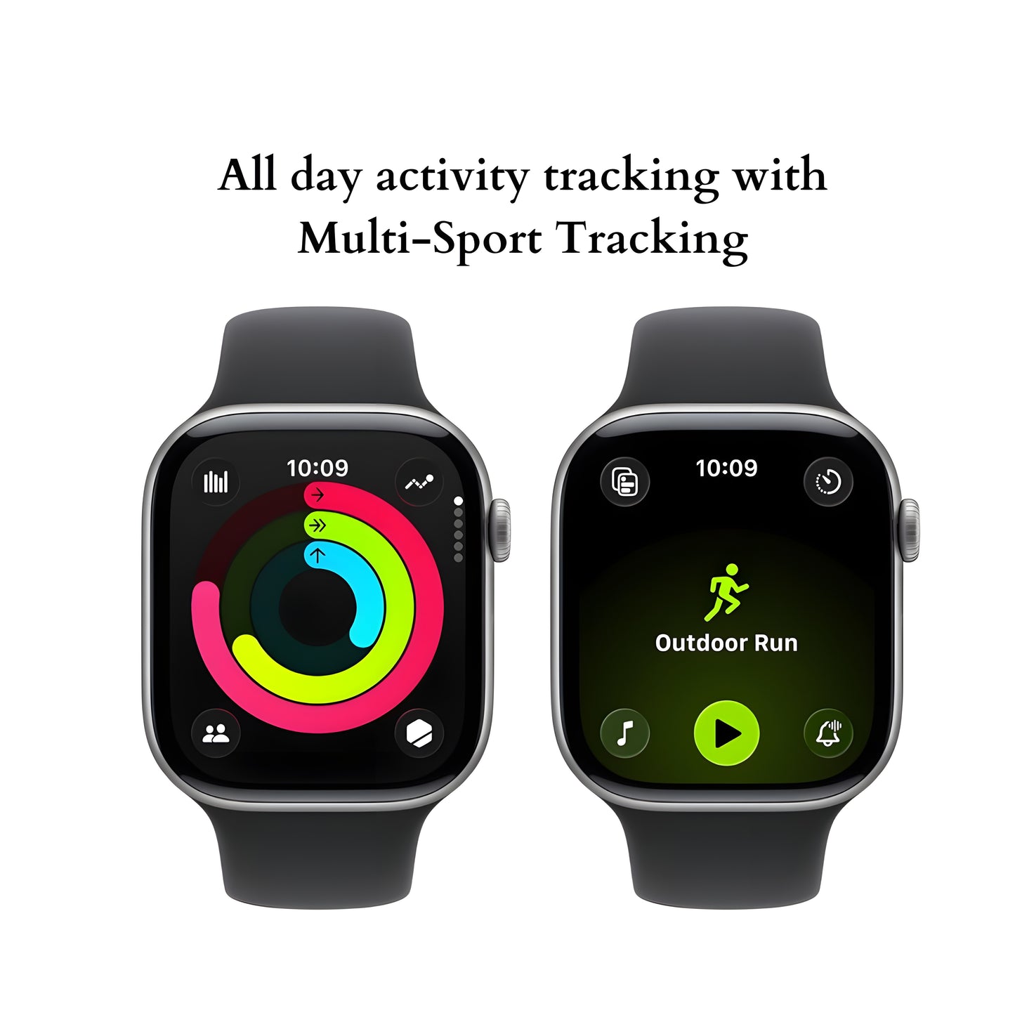 Lunark Watch Series 11 (46mm) Space Grey Aluminium Case with Black Sport Band (Free Size)