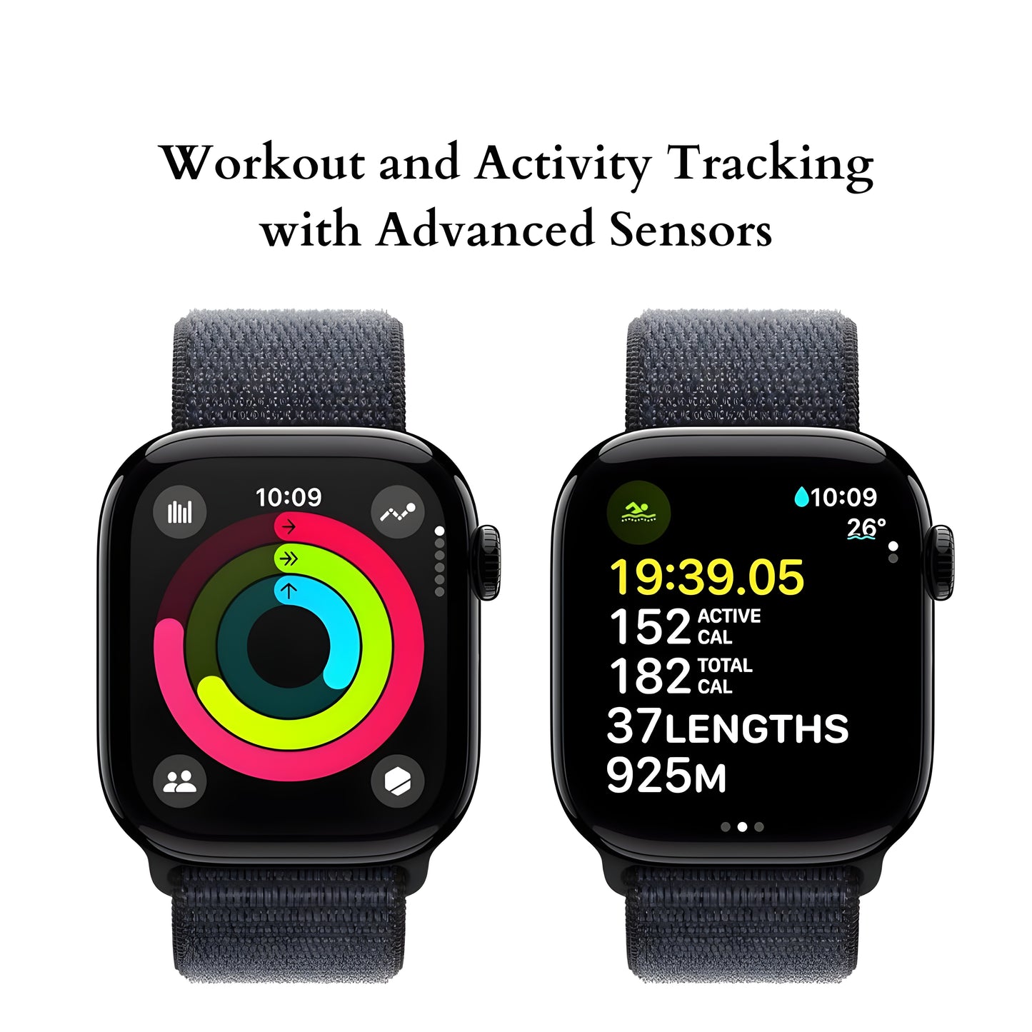 Lunark Watch Series 10 (46mm) Jet Black Aluminium with Ink Sport Loop (Free Size)