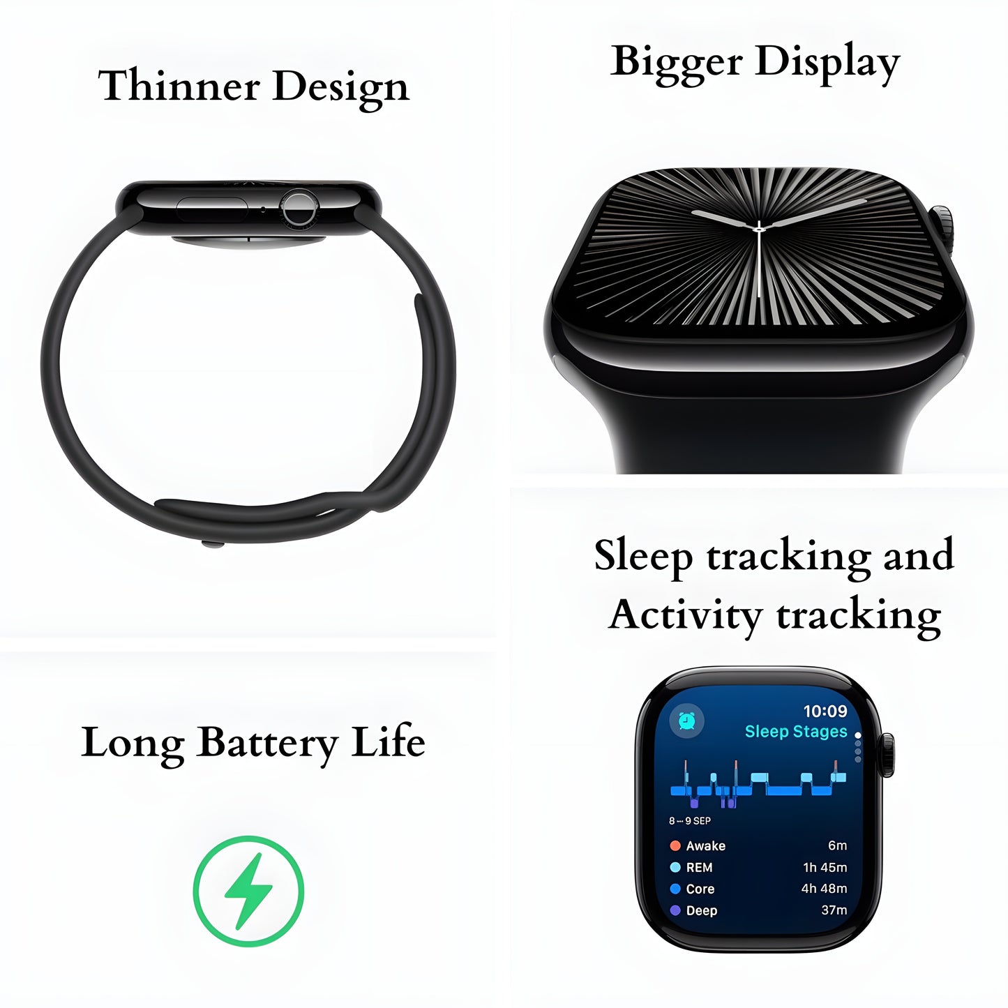 Lunark Watch Series 10 (46mm) Jet Black Aluminium with Ink Sport Loop (Free Size)