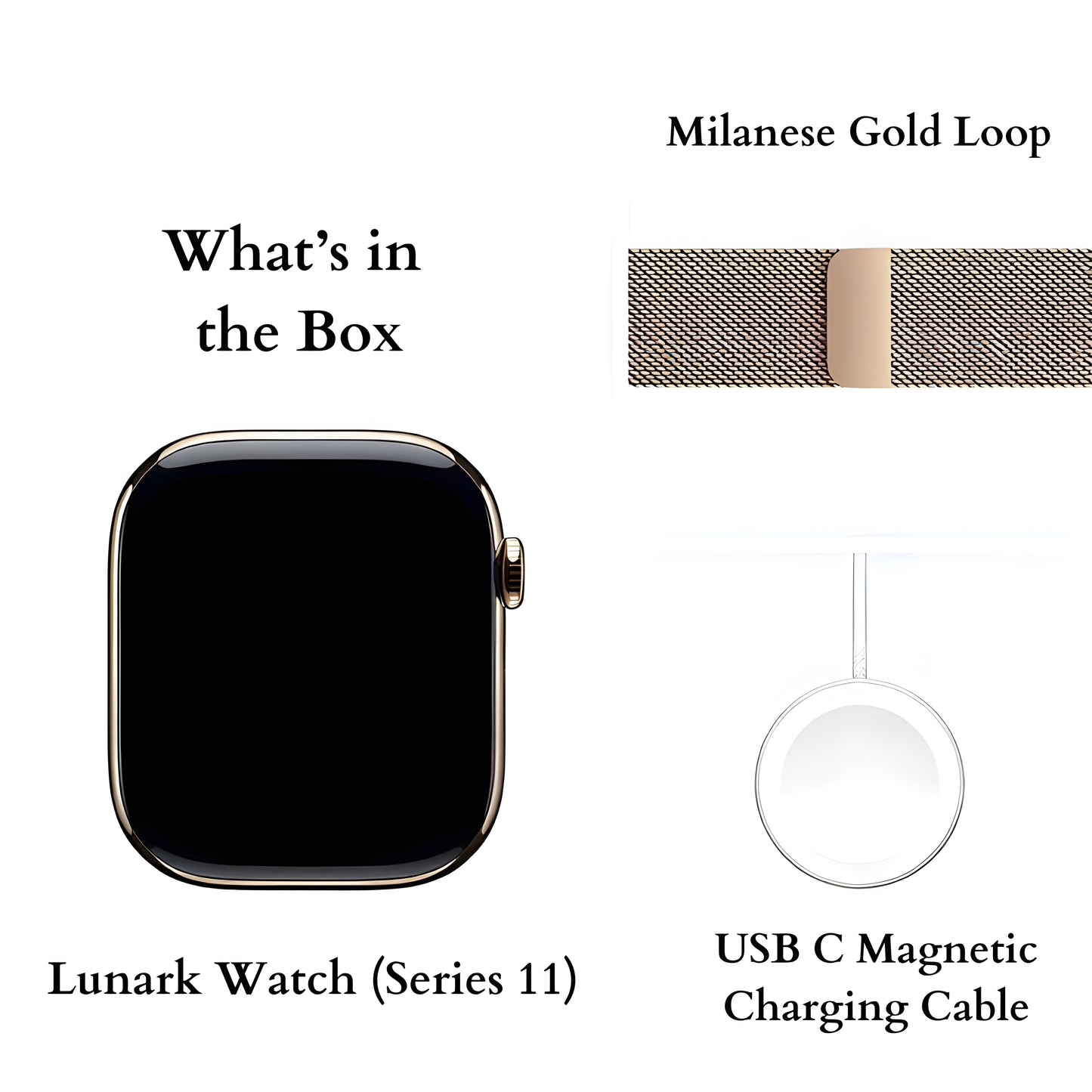 Lunark Watch Series 11 (46mm) Gold Titanium Case with Gold Milanese Loop (Free Size)