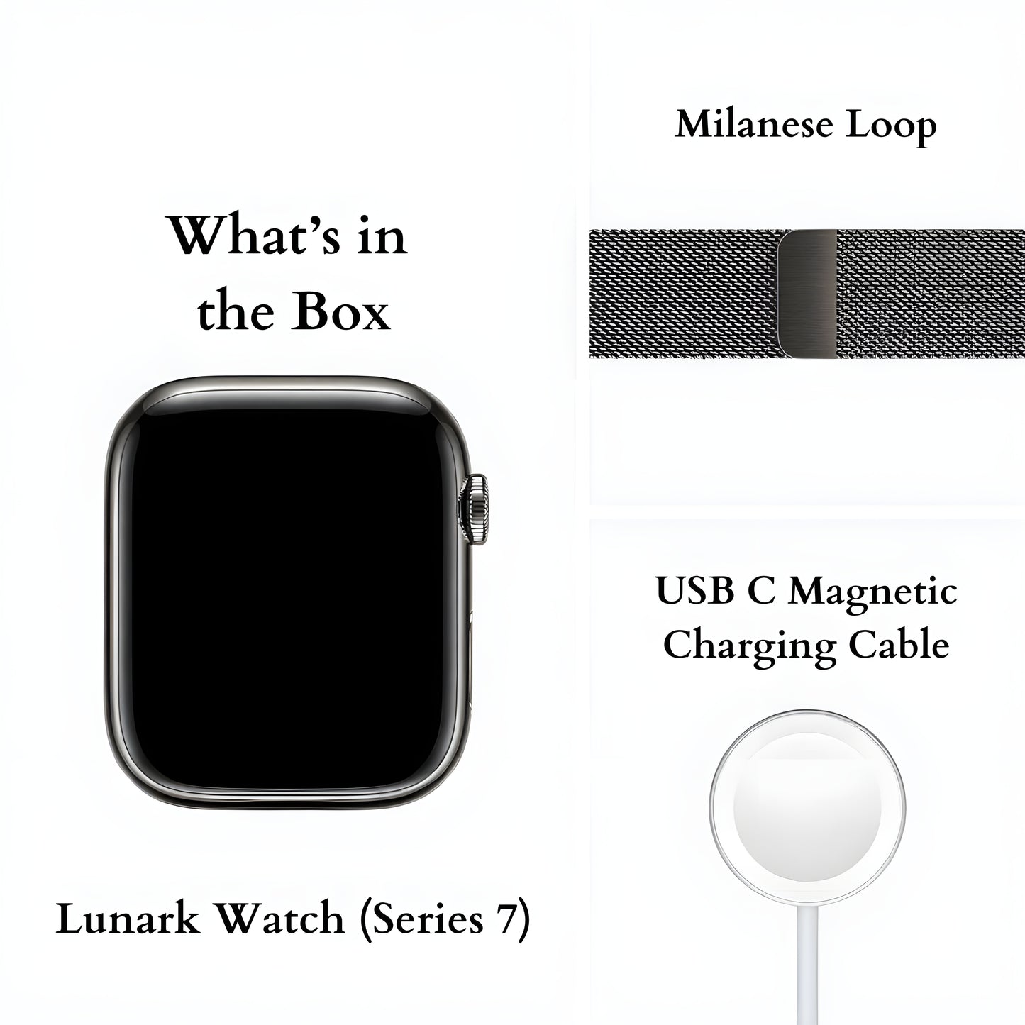 Lunark Watch Series 7 (45mm) – Graphite Stainless Steel Finish with Graphite Loop Strap
