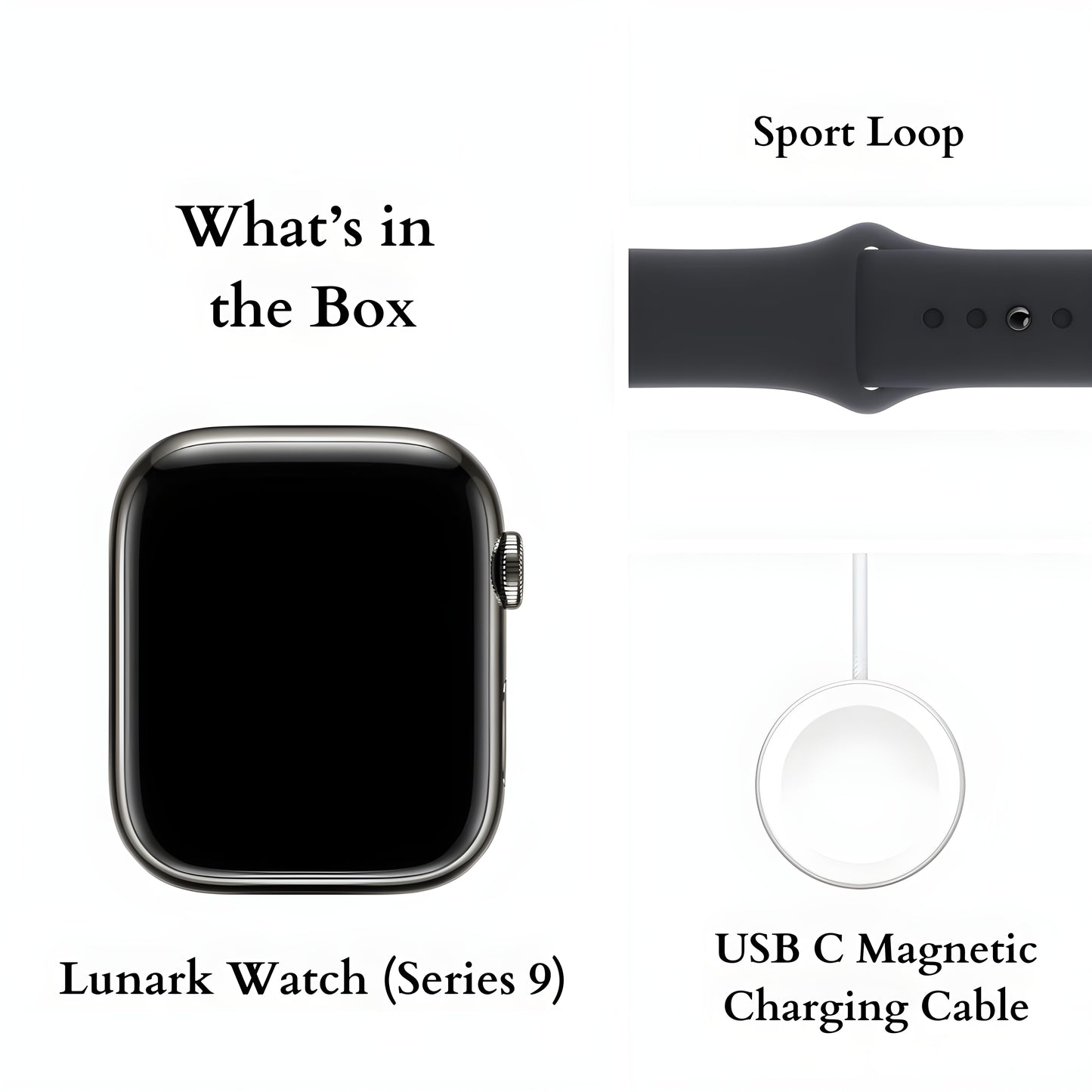 Lunark Watch Series 9 (45mm) – Midnight Aluminium Case with Midnight Sport Band (Free Size)