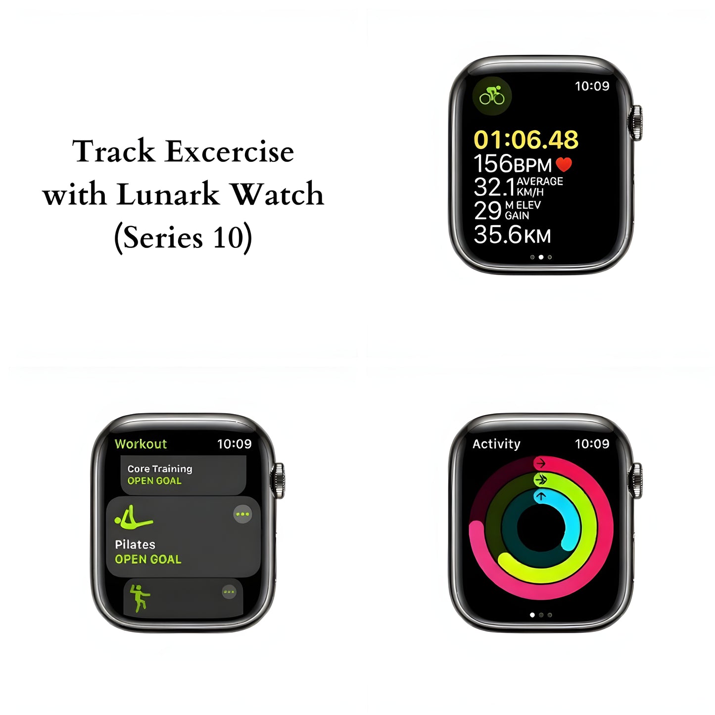 Lunark Watch Series 10 (46mm) Jet Black Aluminium with Ink Sport Loop (Free Size)